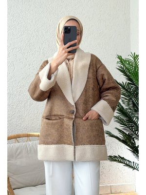 Taba İçi Peluşlu Kısa Mont