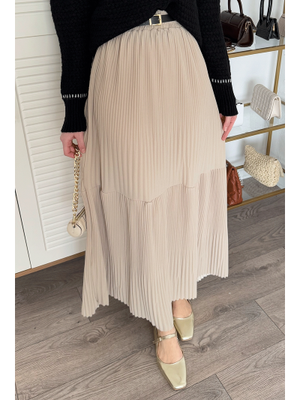 Piliseli Scuba Krep Taş Etek