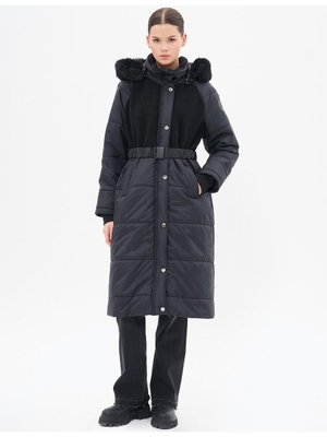 Peluş Garnili Kapitoneli Anorak Mont Siyah Peluş Garnili Kapitoneli Anorak Mont Siyah