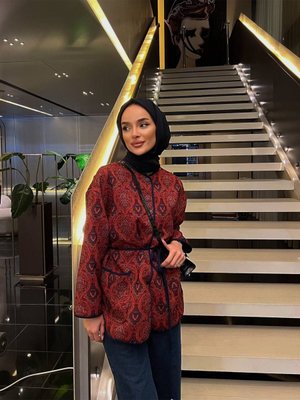 Biyeli Etnik Desen Ceket