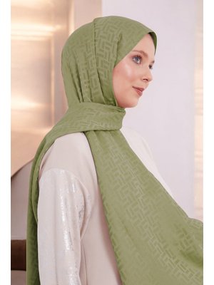 Dikdörtgen Desen Blue Jakar Şal Yağ Yeşili Dikdörtgen Desen Blue Jakar Şal Yağ Yeşili