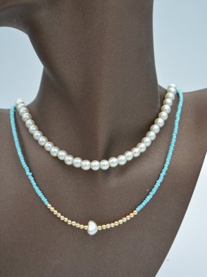 Beyaz İkili Kolye Seti