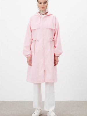 Rüzgarlıklı Kapüşonlu Yağmurluk Pembe