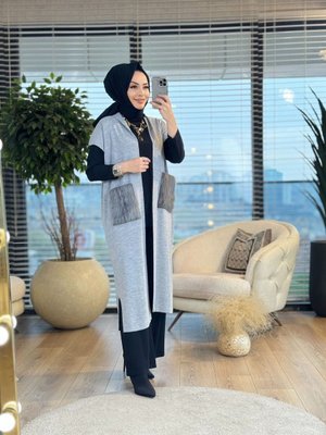 Cebi Kürklü Triko Yelek