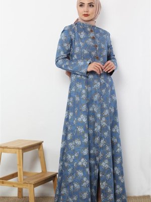 Açık Mavi Desenli Kot Ferace Açık Mavi Desenli Kot Ferace