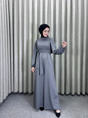 Geniş Kuşak Belden Bağlamalı Tesettür Tulum Geniş Kuşak Belden Bağlamalı Tesettür Tulum