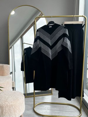 Standart Beden Simli Triko Tunik Pantolon İkili Takım