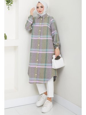 Yeşil Uzun Ekose Oduncu Gömlek Tunik Yeşil Uzun Ekose Oduncu Gömlek Tunik