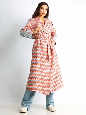 Desenli Creed Tasarım Oversize Trençkot