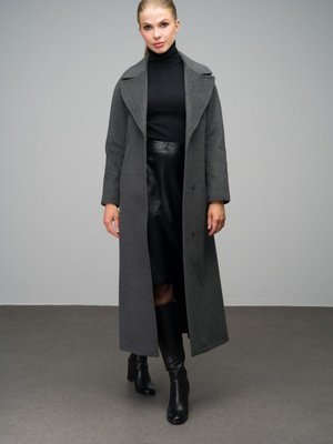 Reglan Kol Çıt Kapamalı Maxi Kaban Koyu Gri Y