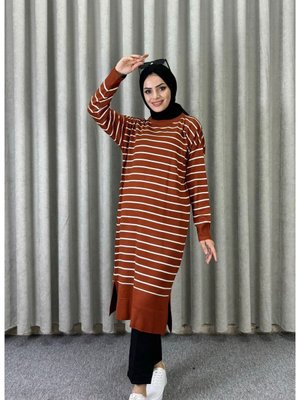 Çizgili Uzun Triko Tunik