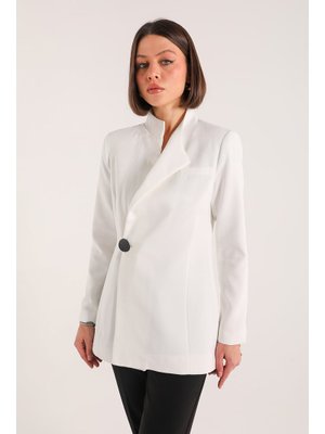 Ekru Astarlı Krep Ceket