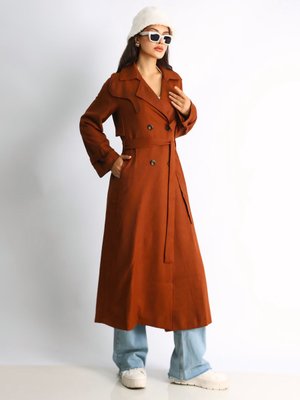 Kiremit Parrot Kadın Oversize Trençkot