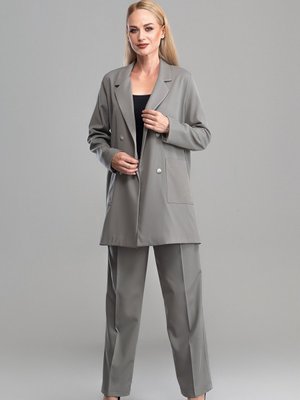 Gri Kadın Pantolon Ceket Takım