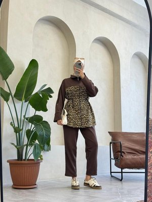 Leopar Desenli Kahverengi Takım