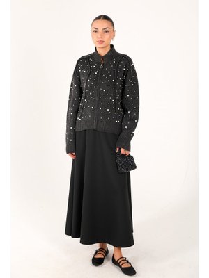 Füme İncili Triko Hırka