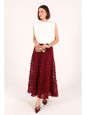 Bordo Güllü Etek