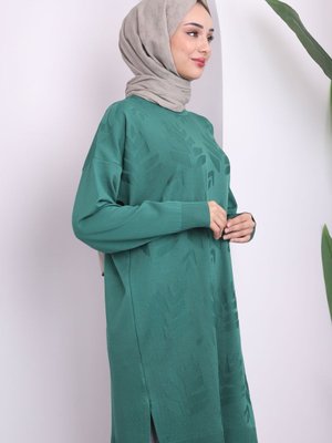 Yeşil Soğuk İplik Merserize Triko Tunik Yeşil Soğuk İplik Merserize Triko Tunik