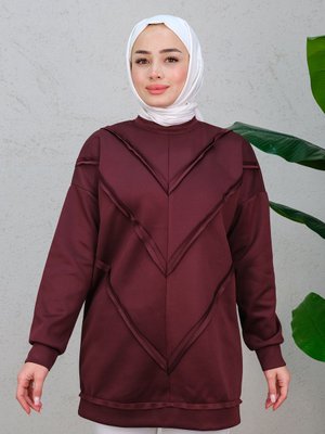 Önü V Detaylı Tunik Bordo Önü V Detaylı Tunik Bordo