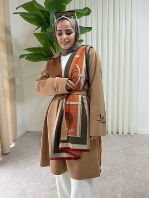 Süet Yumuşak Kemerli Ceket Trençkot Kap Kahve