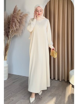 Taşlı İncili Taş Scuba Elbise