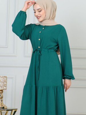 Afra Bağcık Detaylı Kapalılara Özel Aerobin Elbise Zümrüt Rengi Afra Bağcık Detaylı Kapalılara Özel Aerobin Elbise Zümrüt Rengi