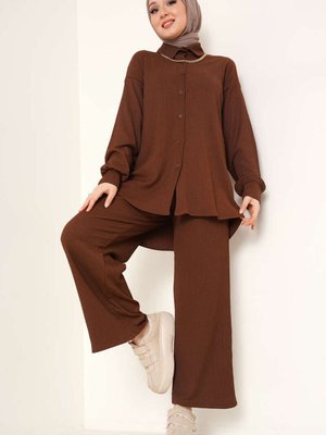 Örme I?kili Takım Kahverengi Örme I?kili Takım Kahverengi