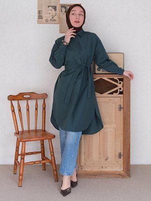 Zümrüt Yeşili Uzun Gömlek