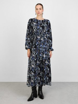 Balon Kollu Şifon Elbise Çiçek Desenli