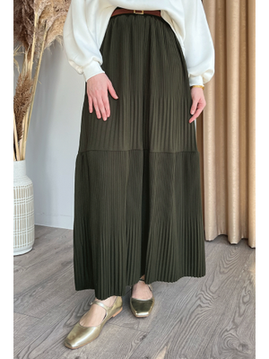 Piliseli Scuba Krep Haki Etek