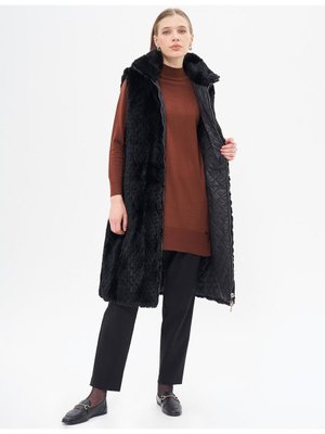 Çift Taraflı Dik Yaka Yelek Siyah Çift Taraflı Dik Yaka Yelek Siyah