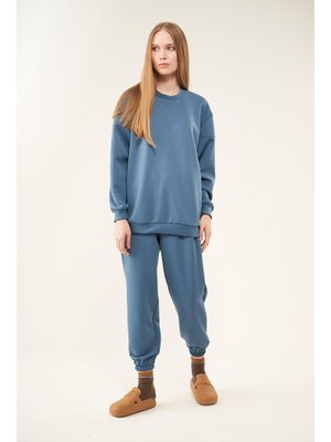 İndigo Üçgen Detaylı Sweatshirt İndigo Üçgen Detaylı Sweatshirt
