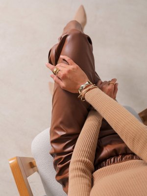 Taba Suni Deri Pantolon