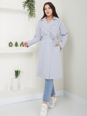 Gri Kadın Oversize Trençkot