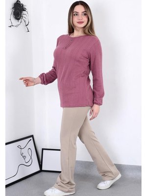 Saç Örgü Bluz Mürdüm