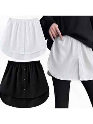 Içlik İkili Takım Siyah Ve Beyaz Beli Lastikli Gömlek Etek Kurtarıcı