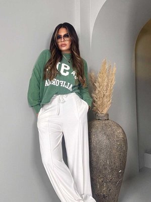 Ekru Dalgıç Kumaş Çımalı Eşofman Altı