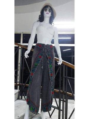 Antrasit Otantik Nakış İşlemeli Harem Şalvar Pantolon Antrasit Otantik Nakış İşlemeli Harem Şalvar Pantolon