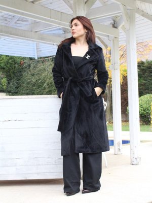 Broşlu At Kılı Kaban Siyah Broşlu At Kılı Kaban Siyah