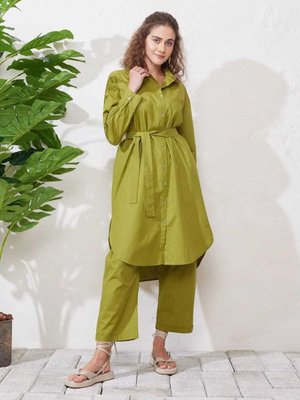 Fıstık Yeşili Uzun Gömlek