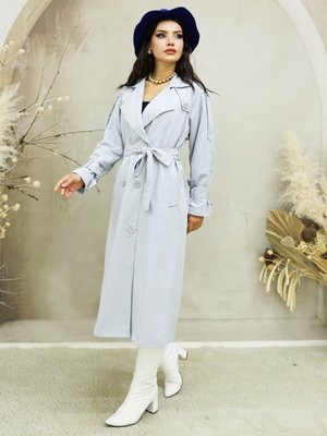 Açık Gri Nidal Kadın Oversize Trençkot