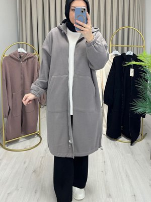 Kanguru Cepli Oversize Uzun Bomber Hırka Kanguru Cepli Oversize Uzun Bomber Hırka