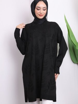 Siyah Soğuk İplik Merserize Triko Tunik Siyah Soğuk İplik Merserize Triko Tunik