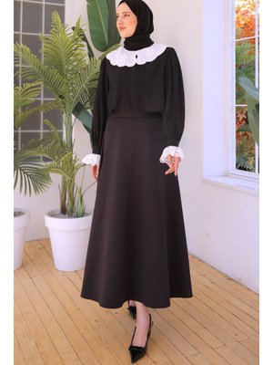 Siyah Bebe Yaka Kısa Gömlek