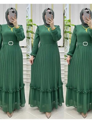 Piliseli Şifon Elbise