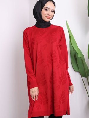 Kırmızı Soğuk İplik Merserize Triko Tunik Kırmızı Soğuk İplik Merserize Triko Tunik