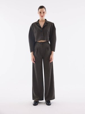 Desenli Pileli Hardal Ceket Standart