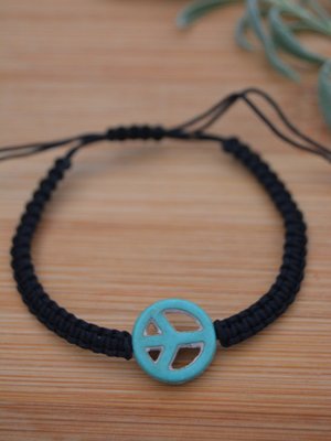 Siyah Barış Makrome Bileklik