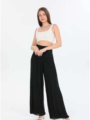 Siyah Italyan Korse Belli Astarlı İpek Pantolon Siyah Italyan Korse Belli Astarlı İpek Pantolon