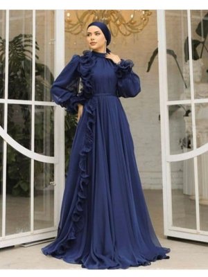 Saks Mavisi Abiye Elbise